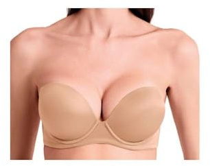 LORMAR Extra Double Reggiseno Fascia Imbottito con Ferretto – Super Push-Up +2 Taglie, Microfibra Lucida Effetto Seta, Spalline Staccabili (Golden Skin, 1B)