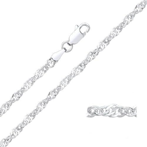 Old English Jewellers Sterling Silver 3mm Singapore Chain Necklace 16 18 20 22 24 inch - 925 Silver (18)