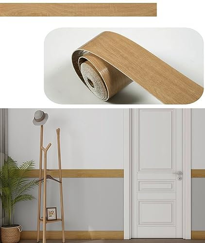 Guest Ruyunlai Bordure de papier peint bois jaune Décoration murale amovible Frise Murale Autocollant Papier Peint Autocollant imperméable en mousse XPE autocollante Plinthe Autocollant 10x500cm