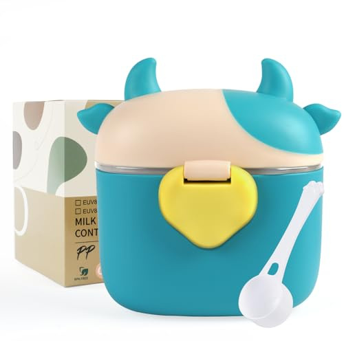 Aolso Milk Powder Dispenser Pot, Formula Dispenser, Milk Powder Container with Sealed Cover and Spoon, 230g Milk Powder (Blue)
