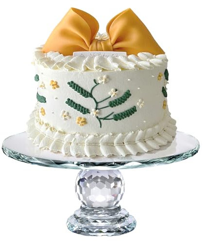 Uten Kuchenplatte Glas, Tortenplatte tranparent Kristallglas, Tortenständer mit Fuß, rund, ø 27 cm
