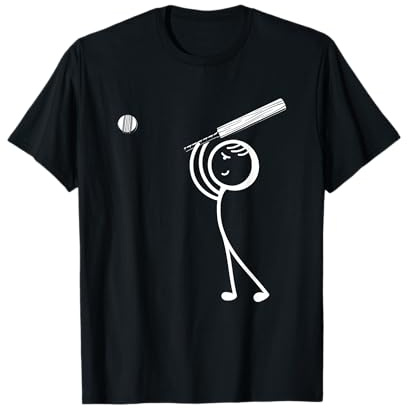 Cricketing Cricket Stick Figure Funny Cricket Player T-Shirt