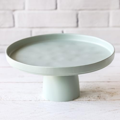 Home of Cake Tortenplatte mit Fuß Puro Medium in Pastellgrün Matt Ø 27 cm Tortenständer Kuchenplatte Kuchenständer aus Keramik für Hochzeiten Geburtstage Partys