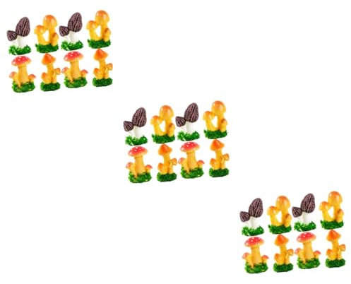 BESPORTBLE 24pièces Figurines De Champignons Décoration Miniature pour Paysage Ornements Colorés pour Maison Et Bureau