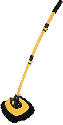 Xijobido Spazzola per Lavaggio Auto con Manico telescopico,Spazzola Lavaggio Auto,15° Curvata Spazzole Pulizia Auto Telescopica,Spazzolone Lavaggio Camper 100cm,Idrospazzola per Lavaggio Camper