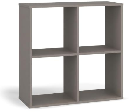 CDF Bibliothèque Étagère à 4 Compartiments Cube de Rangement Diviseur de Pièce Meuble pour Salon Bureau Chambre d'enfant 74 x 75 x 30 cm - Argile (Gris)