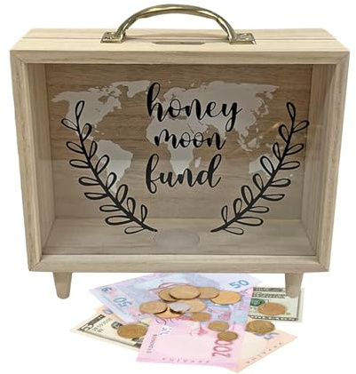 Hucha - Hucha de madera, hucha de madera con ventana transparente | Funda reutilizable para ahorrar dinero para parejas, amigos, parejas, niños, familia