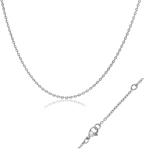 Cadena de collar plateado de acero inoxidable 304 para mujer de 40 a 100 cm con una extensión de 5 cm - Grosor 2 mm - joyería, 100 + 5 cm, Acero inoxidable