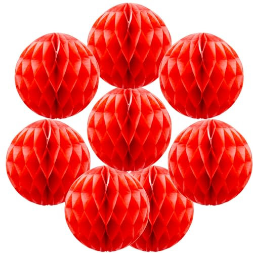 Yosawo 8PCS Honeycomb Flower Balls Tissue Paper Honeycomb Balls for Birthday Party Baby Shower Wedding Decorations(ZQ/Red)