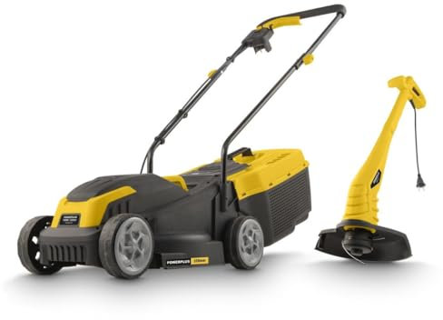 Powerplus Elektrischer Rasenmäher und Rasentrimmer POWXG62205T - Rasenmäher mit 1300 W und 320 mm Ø und Rasentrimmer mit 250 W und 220 mm Ø, Gartenwerkzeug