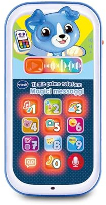 VTech Il Mio Primo Telefono - Magici Messaggi Blu, Telefono per Bambini Interattivo, Impara i Numeri e l'Alfabeto, Gioco Neonato con 10 Pulsanti Luminosi, Lingua Italiana, Batterie Incluse, 9-36 Mesi