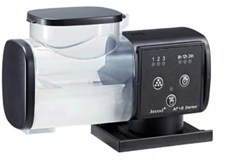 Automatischer Fischfutterautomat 500ml, Futterautomat Aquarium, mit Batteriebetrieben, Fische Fischfutterspende, Bis zu 9 Portionen automatisches Futter, Doppelseitige Klebstoff Flache Platzierung