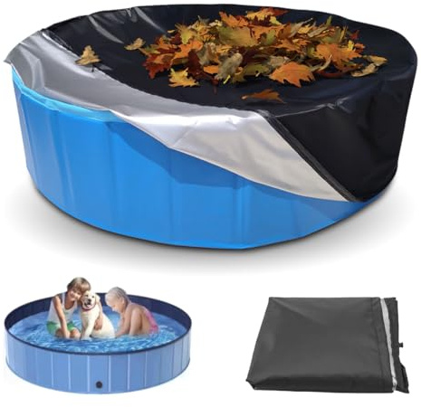 Yuragim Copertura per piscina rotonda, 160 cm, 160 x 30 cm, con coulisse, Oxford 210D, resistente e impermeabile, pieghevole, resistente ai raggi UV e antistrappo, per cani