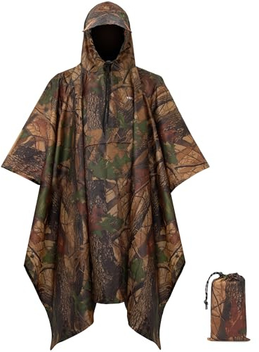 TechRise Poncho de Pluie Imperméable Unisexe à Capuche | Ultra-léger compact en EVA réutilisable, multifonction pour randonnée, camping, pêche et cyclisme