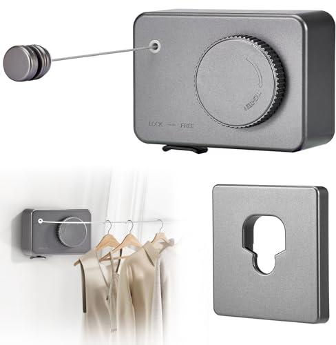 CarBole Tendedero Retráctil de Pared 4.2m,Soporta 20kg,Cuerda de Acero Inoxidable Resistente,Uso en Interior y Exterior,Ahorra Espacio para Apartamento, Lavandería y Terraza