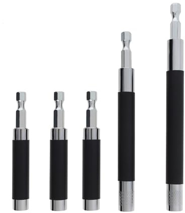 ChgImposs Drill Bit Holder Scalable 5PCS/Set, 3.15/4.7/5.5(80/120/140mm) Magnetic Drill Bit Extension, Adjustable Magnetic Screwdriver Bit Holders 1/4 Hex, Drill Extension Bit Holder