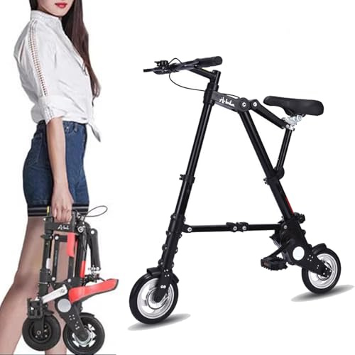 Folding Bike for Adults Foldable Compact Folding Bike 10.4 Inch Aluminium Wheels Bicycle Lightweight Frame Portable Mini Bike City Bike Black
