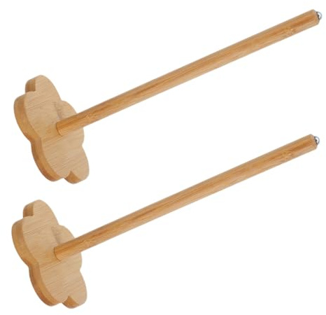 Healifty 2PCS Drop Spindle Top Whorl Yarn Spindle Hand Carved Wooden Tool for DIY Yarn Crafting Projects Lightweight Portable Accessory for Knitting and Crochet Compatible with Various