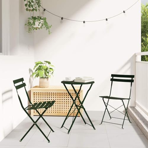 Mokuyary Ensemble Bistro Pliant 3 pièce Foret Acier Mobilier