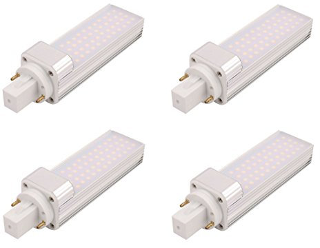 4 pezzi G24 G24D PL-C Lampada PL 2P 9W Lampadina LED Rotante Bianco Caldo 3000K CFL Sostituzione della lampada fluorescente compatta con coperchio lattiginoso