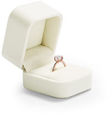 Oirlv Velvet Ring Storage Box White Ring Gift Box for Engagement Wedding Valentine's Day Anniversary