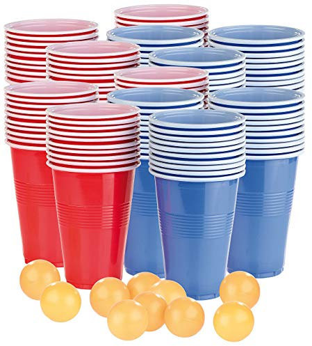 infactory Trink-Spiele: Trinkspiel-Set Bier Pong mit 120 Bechern (je 450 ml) und 10 Bällen (Party-Feier-Saufspiele, Partyspiele Erwachsene, Beer)