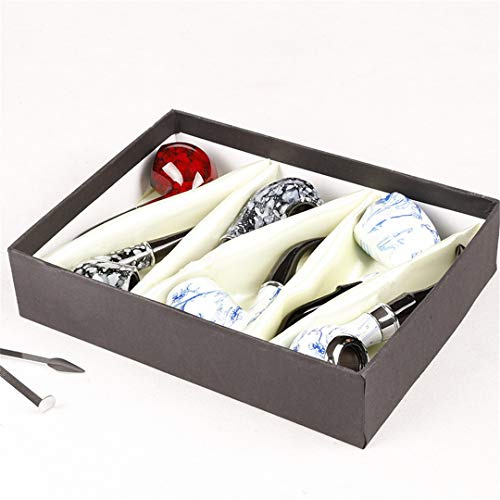 Tobacco Pipes Set - Resin Material Imitation Solid Wood Tobacco Pipe with 1 Smoking Knife - 6 in 1 Gift Box Sets