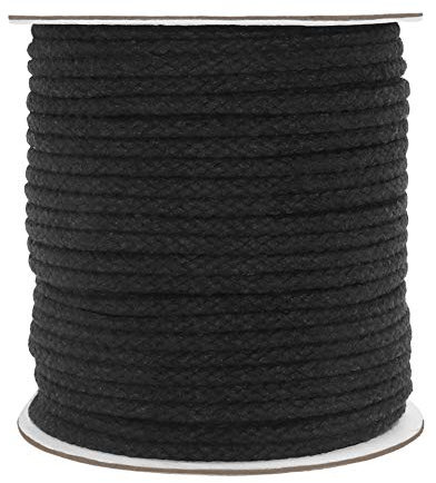 Tenn Well Macrame Cord, 5mm 165 Feet Cotton Braided Macrame Rope for Plant Hangers Wall Hangings DIY Crafts (Black)