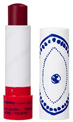 KORRES Mulberry Balsamo labbra nutriente color malva, cura delle labbra con olio di iperico, vegano e dermatologicamente testato, 4,5 g