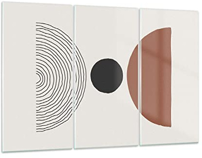 Quadro su Vetro Figure forme geometria Stampe da Parete in Vetro 105x70cm Quadri Moderni Soggiorno Camera da Letto Cucina Set 3 pezzi Grandi Decorazione Murale Wall Art Grafica Immagini GCE105x70-4965