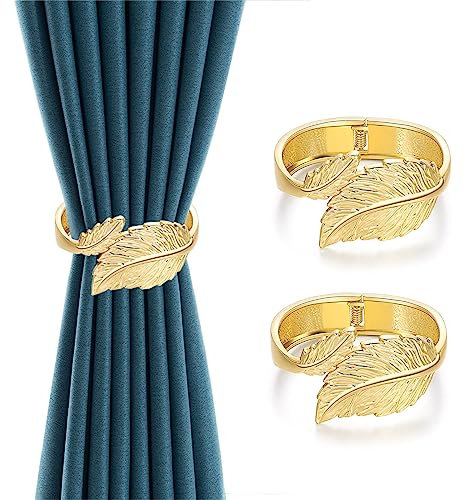 Vorhang Raffhalter Gardinenhalter Vorhang Halter Halterung Seil Vorhanghalter Kinderzimmer Mädchen Magnete Magnetische für Vorhänge Gardinen, 2 Stück Gold