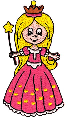 Fee mit Zauberstab Aufnäher zum aufbügeln oder aufnähen Bügelbild Aufbügler für Kleidung gestickter Bügelflicken Applikation Prinzessin Patch Größe 4,0 x 7,8 cm
