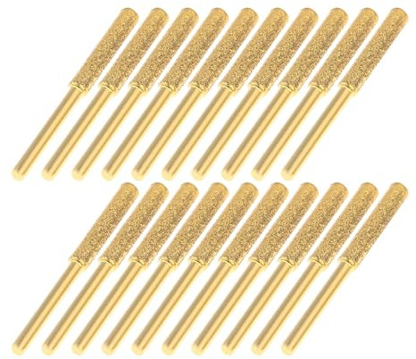 5/32 4mm Chainsaw Sharpener Bit Burr Grinding Stone File Chainsaw Sharpening Stone Diamond Sharpener for Chain Polishing (20PCS/Golden)