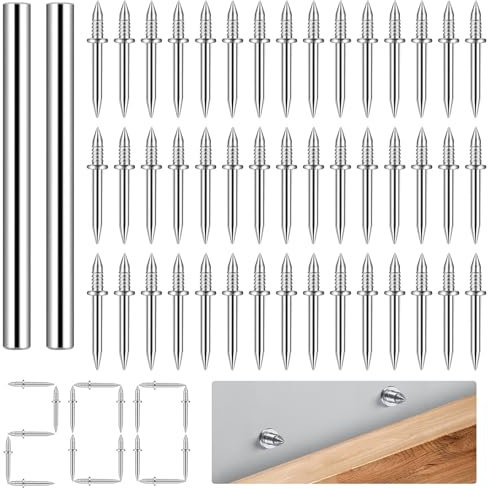 200 Piezas Clavos sin Costuras, Clavos de Doble Cabeza, Clavos para Rodapies, Tornillos de Seguridad Invisibles para Rodapies, Clavos Sin Cabeza, Clavos para Madera, Clavos de Pared