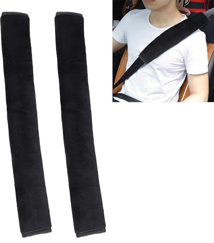 2PCS Juttzzei Seat Belt Pads, 18.9/48cm Comfort Car Seat Belt Cover, Upgraded Plush Seat Belt Covers for Kids and Adults, Car Seat Strap Pads for Sedan SUV Trucks - Black