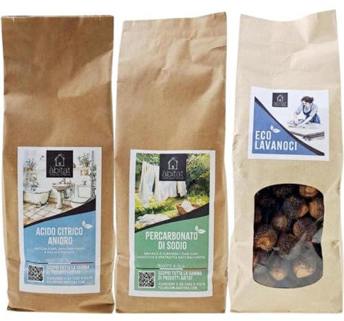 Set 500g Noci del sapone indiane + Percarbonato di Sodio + Acido Citrico Anidro puro