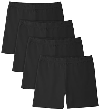 BOOPH 4 Pack Girls Bike Shorts Cartwheel Shorts for Toddlers Kids Under Dress Dance Short 11-12Years Black