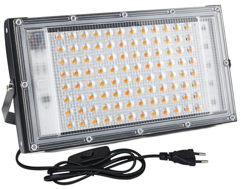 CREATESTAR LED Strahler 100W, Led Strahler mit Stecker, 10000 Lumen LED Fluter 3000K Warmweiß Außenstrahler mit IP65 Wasserdicht für Hell Garten Garage Sportplatz