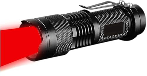 MVIOCS Lampe de poche LED rouge haute luminosité, lampe de poche rouge ultra lumineuse, zoomable, étanche, pour astronomie (1)