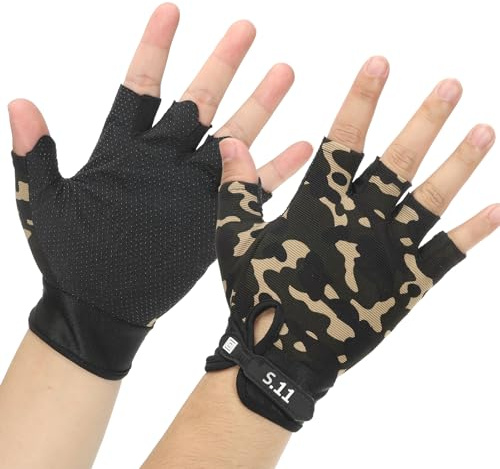 PATIKIL Guanti da Palestra, Guanti per Sollevamento Pesi per Uomini e Donne, Guanti da Palestra Ottimi per Ciclismo Allenamento Sportivo Fitness Taglia Xl, Mimetico Verde Scuro