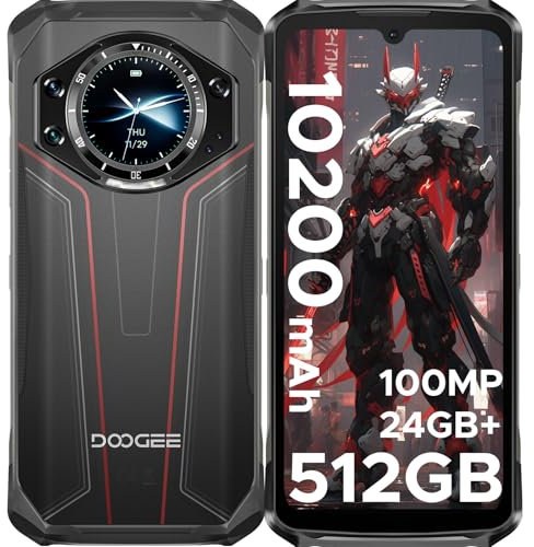 DOOGEE S119 Outdoor Handy Ohne Vertrag Android 14-1.32 Rear Screen, 512GB+24GB Outdoor Smartphone, 10200mAh/33W, 6.72 Baustellenhandy, 100MP Kamera Rugged Smartphone, IP68/3 Card Slot/NFC/Face ID