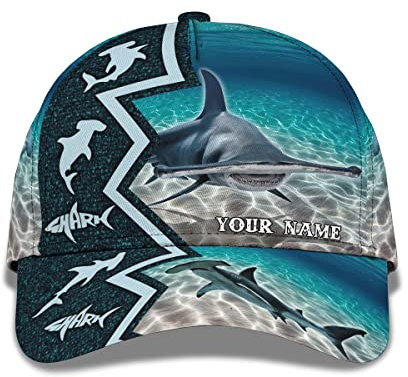 Baseballmütze Großer Hai Im Blauen Wasser Unter Wasser 3D-Modell Baseball Cap Verstellbare Sommer Kappe Freizeit Freizeit Basecap Für Damen, Reisen, Running