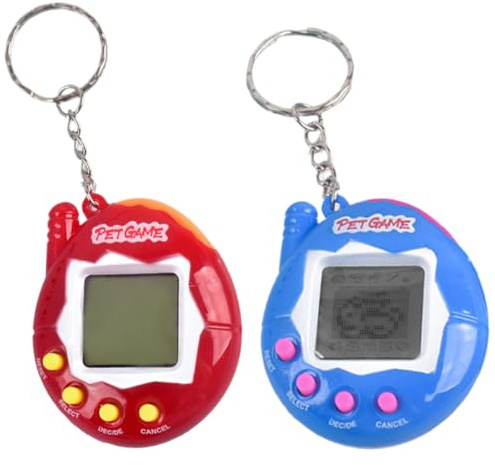 NHQZ 2 Pièces Machine à Jouer Electronique pour Animaux de Compagnie, Jouet Virtuel Portable pour Animaux de Compagnie, Console de Jeux pour Animaux pour Adultes Et Enfants(Rouge/Bleu,A)