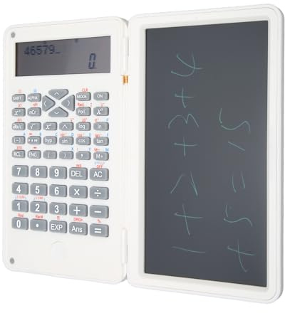 Hamwesh Calcolatori Scientifici, Calcolatore di Display LCD Pieghevole da 6 Pollici con Tablet di Scrittura Cancellabile per l'uso Aziendale per la Casa della Scuola di Ufficio (WHITE)