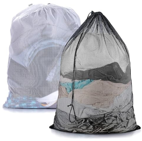 2 Pezzi Sacchetti Lavatrice Biancheria,60 x 90 cm Organizer per Lavatrice,Riutilizzabili Grandi Sacco Biancheria Sporca Sacchi a Rete con Coulisse Retina per Vestiti,Deposito Giocattoli