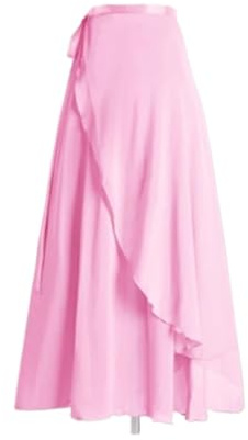 TENVORA Mallot De Ballet/Danza NiñA,Ropa Ballet NiñA Falda de Ballet tutú Gasa for Mujer,Danza,Patinaje,Bufanda Envolvente,Gimnasia,Bailarina,Faldas Larga lírica,Vestido Baile(Lt Pink)