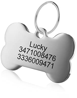 KSZ Médaille Chien et Chat Identification Gravure Personnalisé Prénom Adresse Tel en Acier Inoxydable avec Service Gratuit de Gravure pour (L, OS)