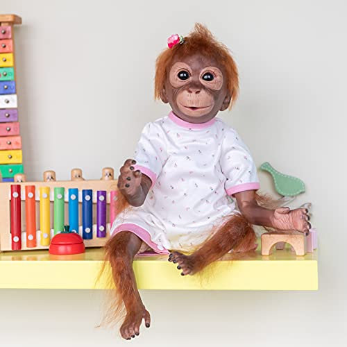 Pinky Reborn 21 Pulgadas 52cm Hecho a Mano Renacer Bebé Mono Niña Silicona Suave Vinilo Realista Reborn Doll Mejor Regalo para niños Navidad