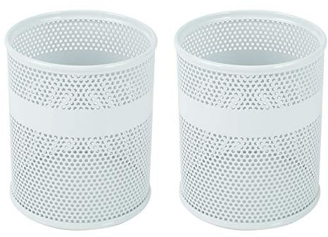 EasyPAG 2 Stück Metall Schreibtisch Organizer Stiftehalter Stiftköcher Makeup Pinsel Halter Utensilienschalen Büro Organisation Zubehör Ablage,Weiß