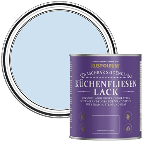 Rust-Oleum Blue water resistant Kitchen Tile Paint in Satin Finish - Powder Blue 750ml